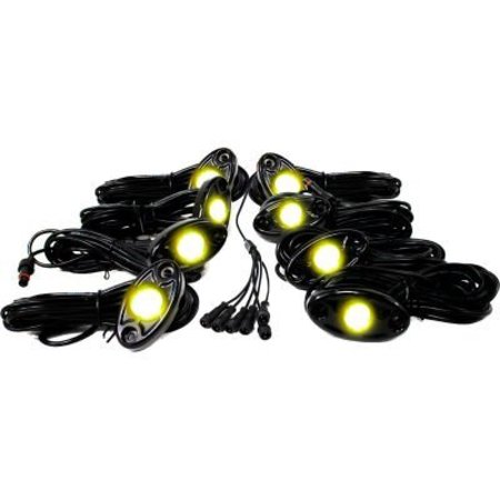 CARJAMZ Race Sport 8 LED Glow Pod Kit with Brain Box IP68 12V with All Hardware, Yellow RSLD8KITY